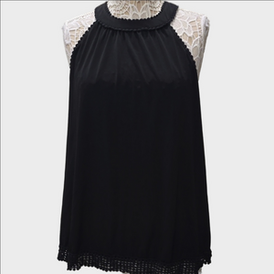 Maurice’s Elegant Crocheted Hem Details Black Sleeveless Top
